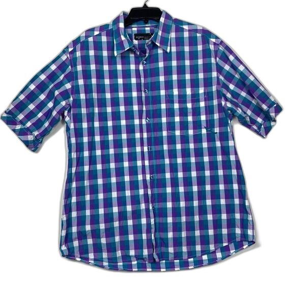 Rocawear Shirt Mens XL Blue plaid button up short sleeve - Picture 1 of 9